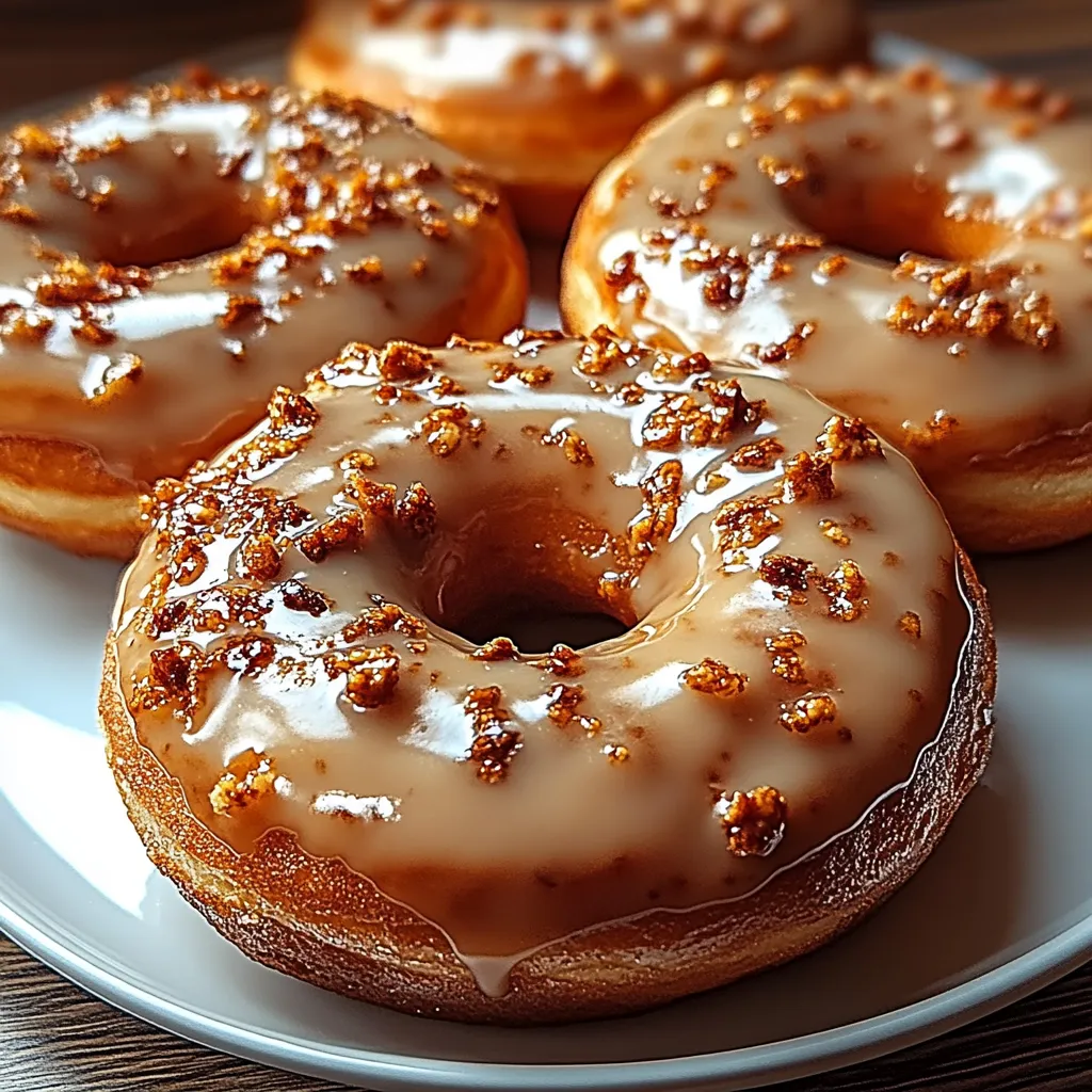 A plate of glazed donuts.