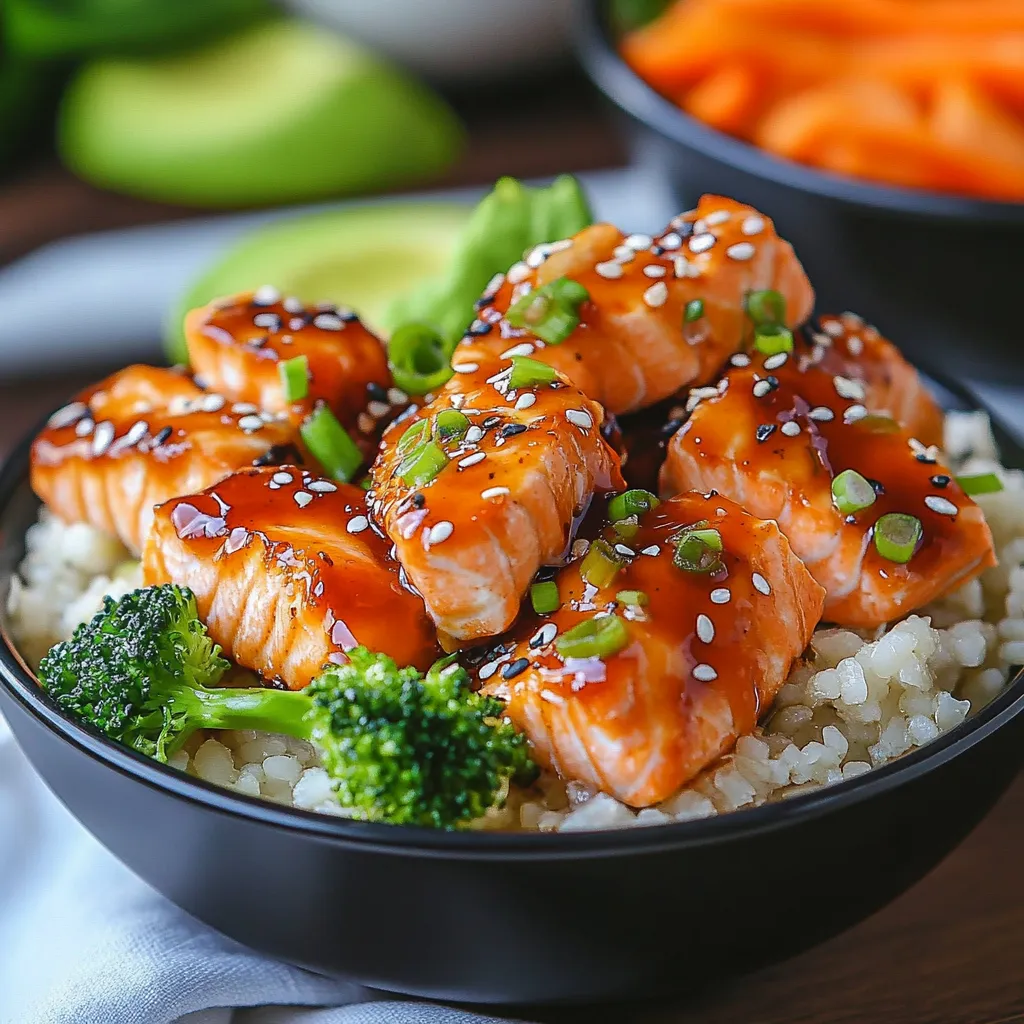 A bowl of food with fish and vegetables.
