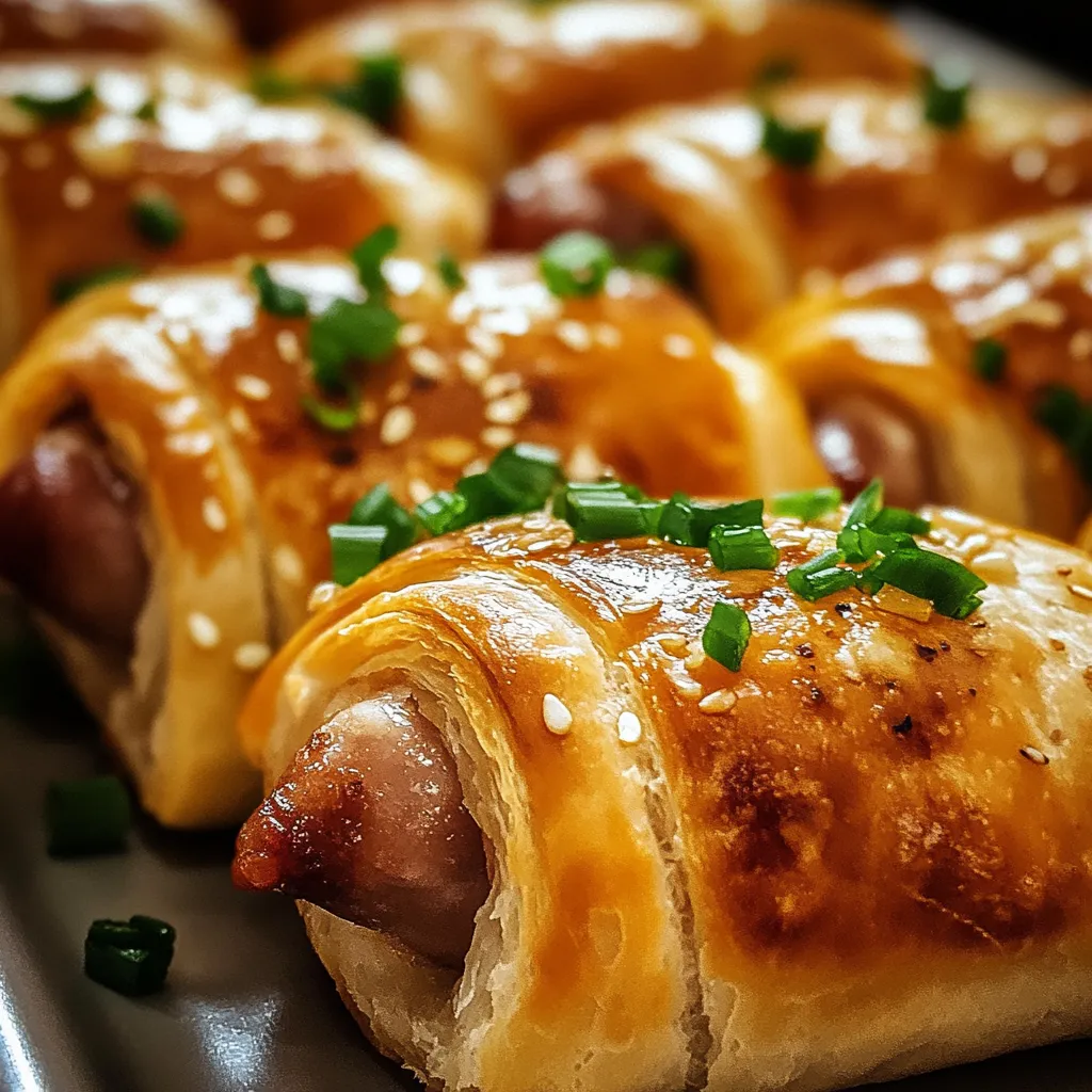 A plate of hot dogs wrapped in dough.