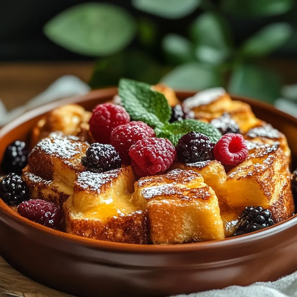 A bowl of food with berries and mint.