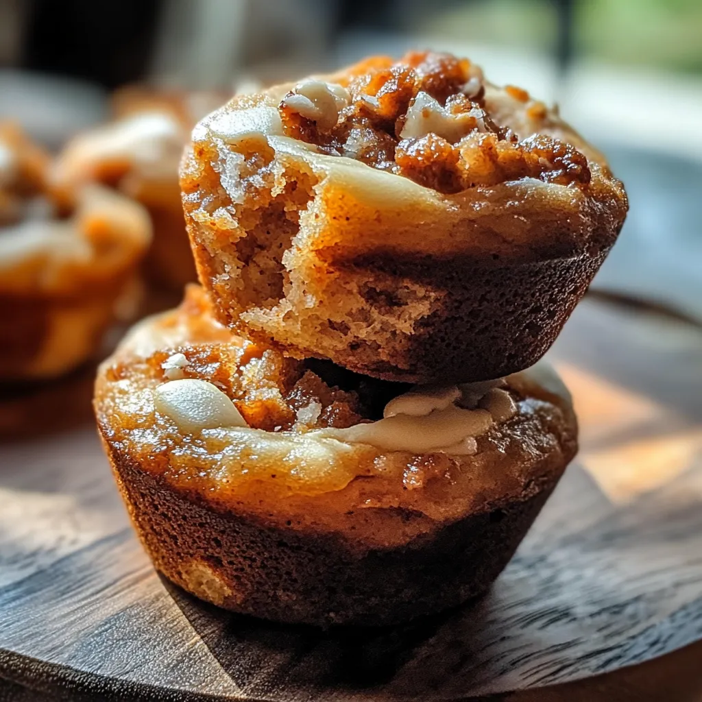 A stack of three muffins with a white topping.
