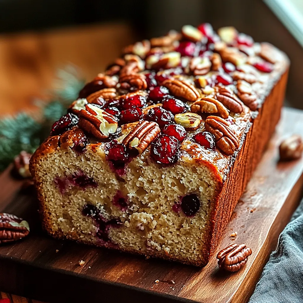 A loaf of bread with nuts and berries on top.