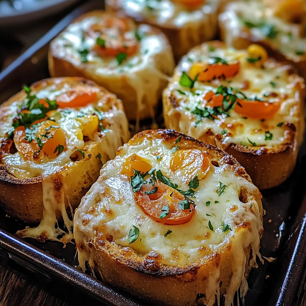 A tray of cheese and tomato stuffed bread.