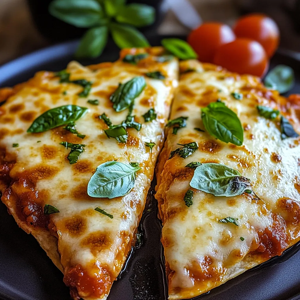 Two slices of pizza with cheese and basil.
