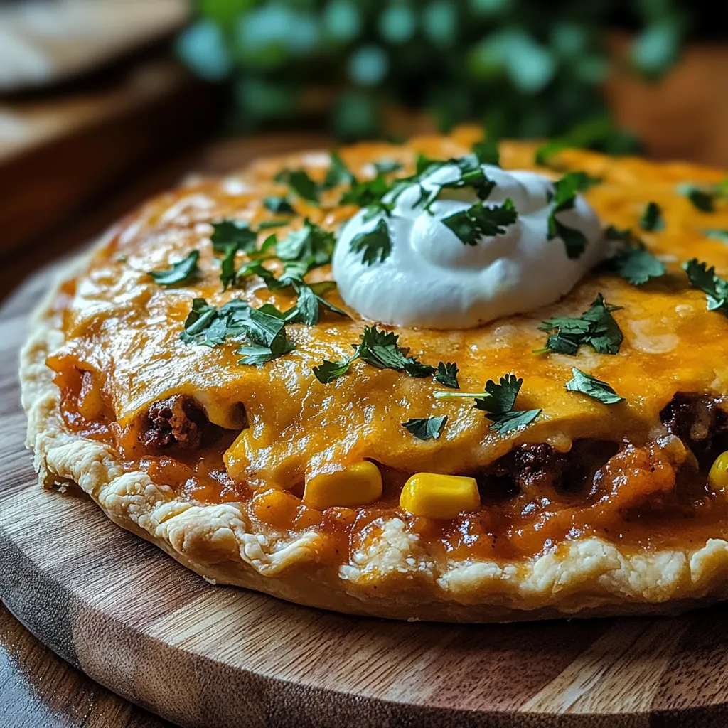 A pizza with a white sauce on top.