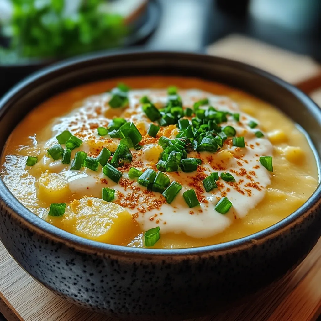 A bowl of soup with green onions on top.