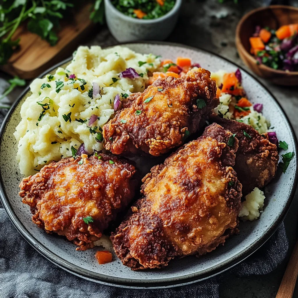 A plate of food with chicken, potatoes, and vegetables.