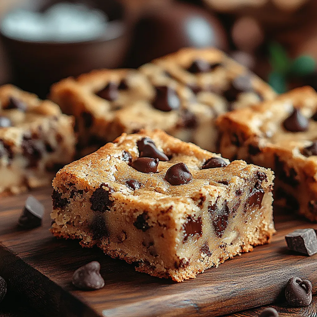 A square of chocolate cake with chocolate chips.
