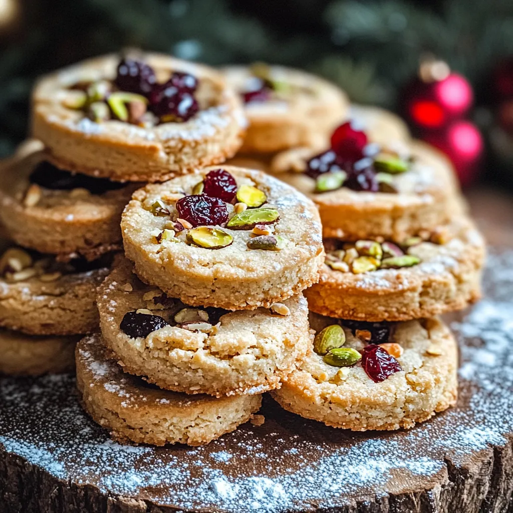 A stack of cookies with fruit toppings.