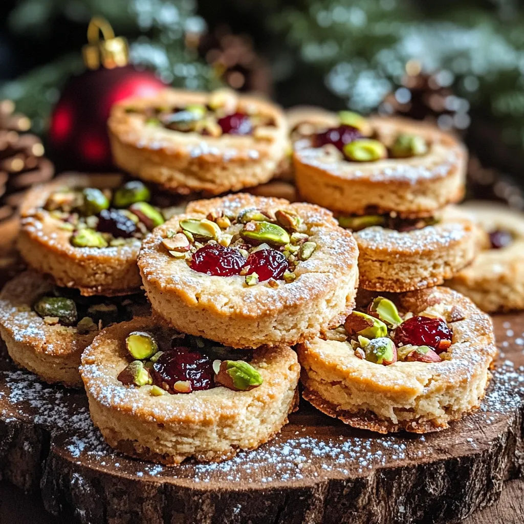 A stack of cookies with almonds and berries.