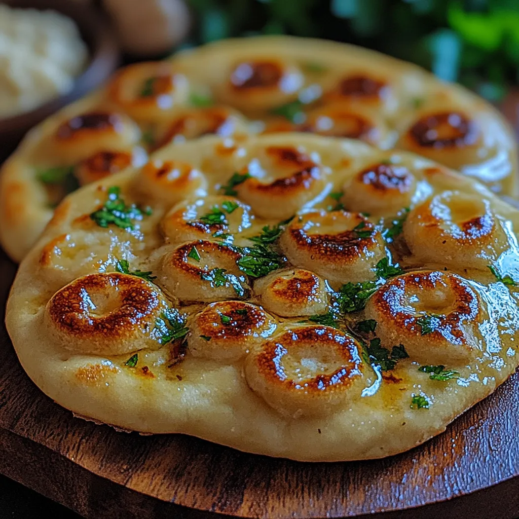 A pizza with cheese and herbs on top.