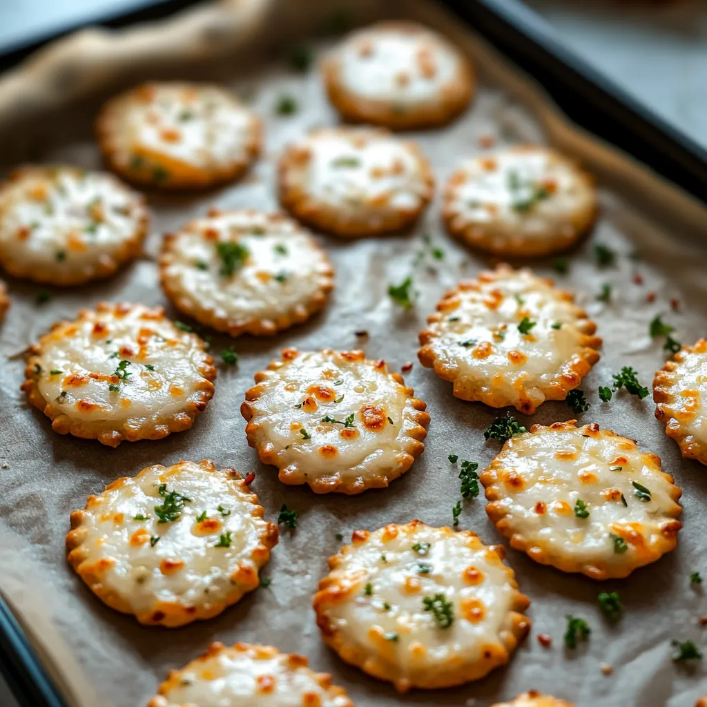 A tray of cheese and herb crackers.