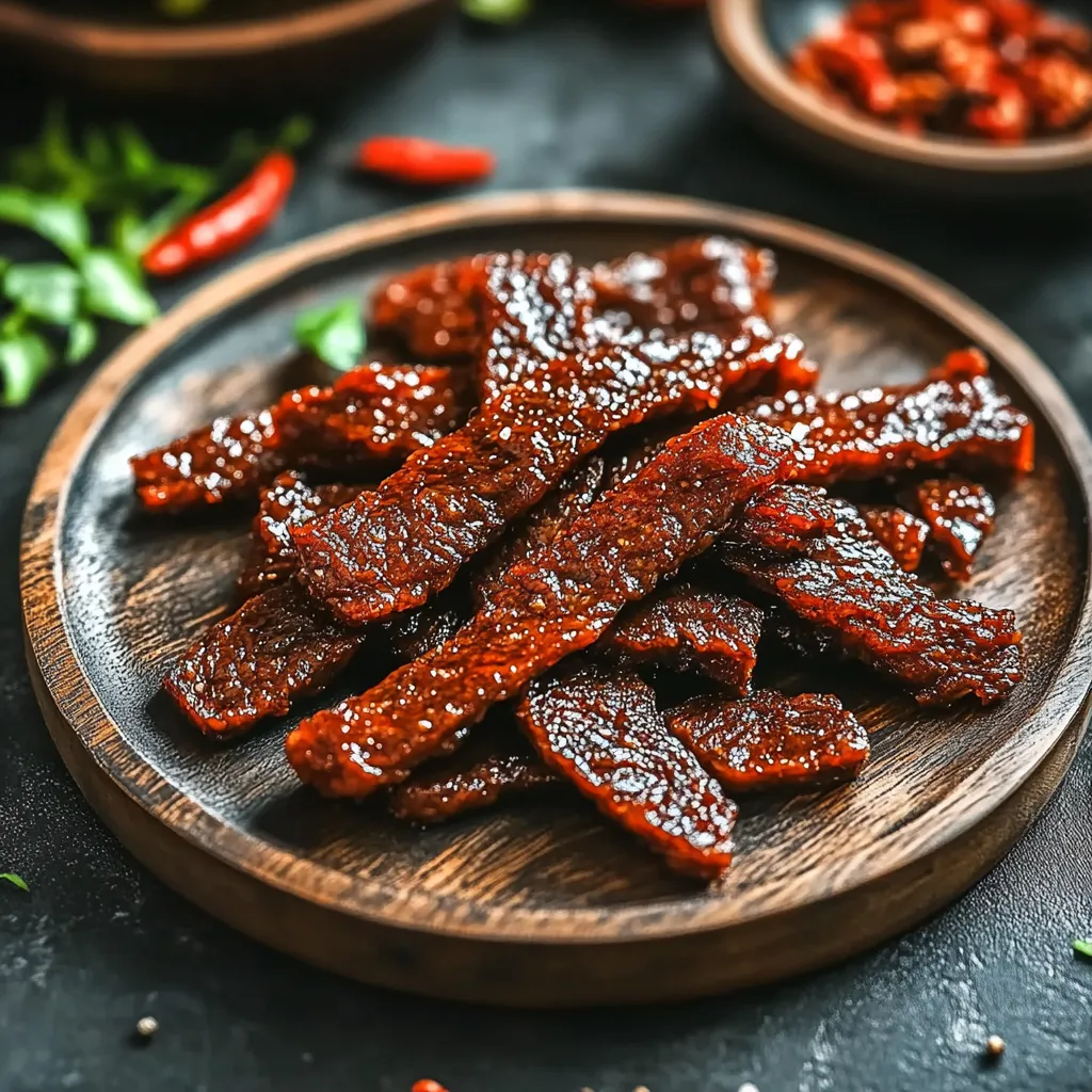 A wooden plate with sliced meat on it.