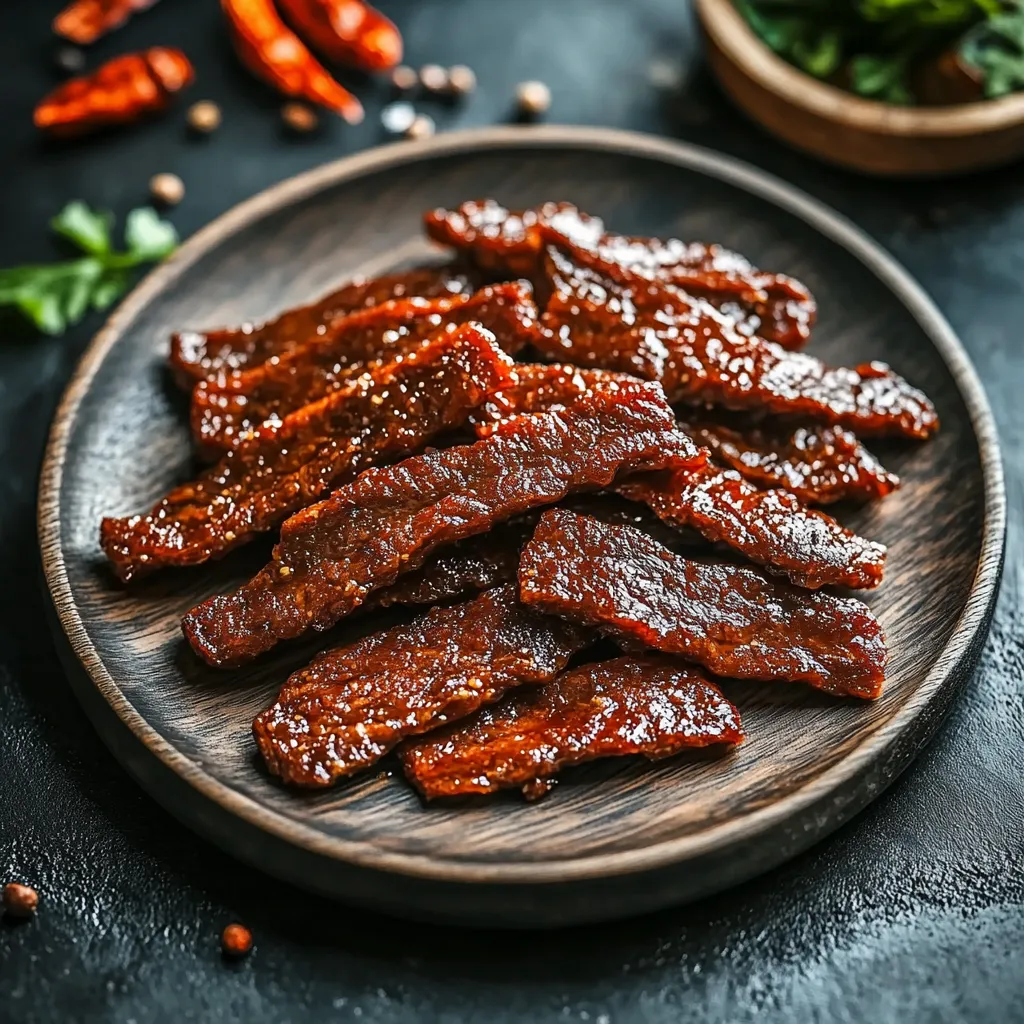 A plate of sliced meat with a bowl of peppers on the side.