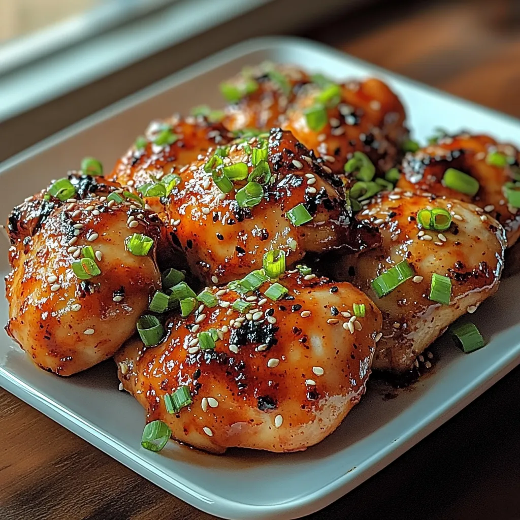 A plate of food with chicken wings and green onions.