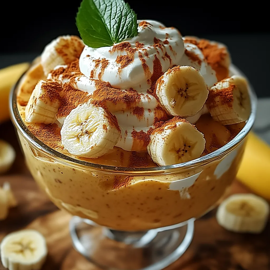 A bowl of banana and whipped cream.