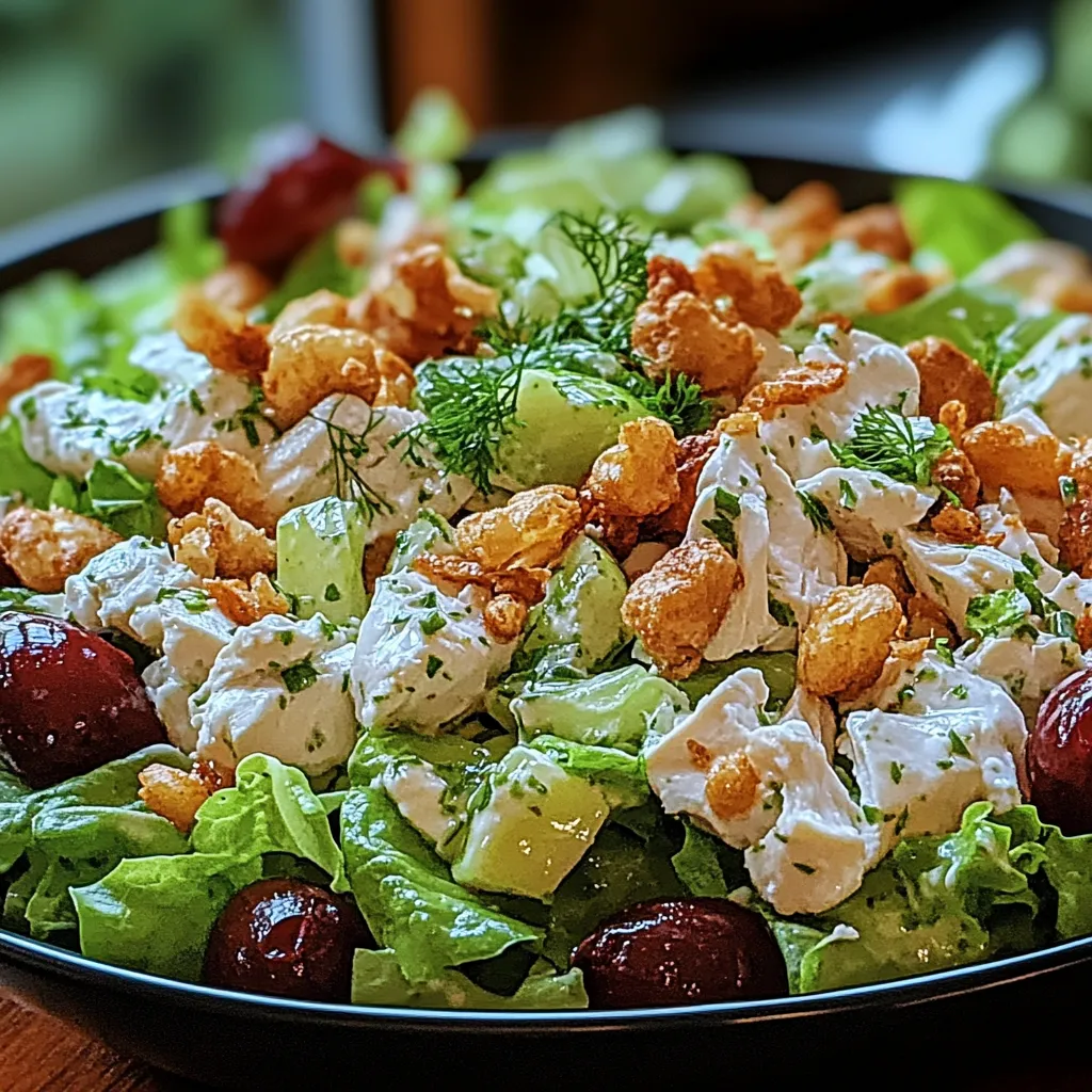 A bowl of salad with chicken and vegetables.