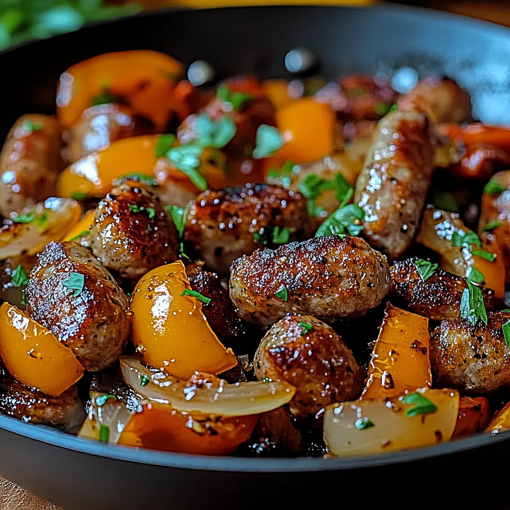 A bowl of sausage and vegetables.