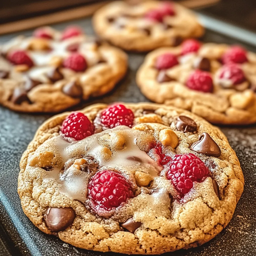 A cookie with raspberries on top.