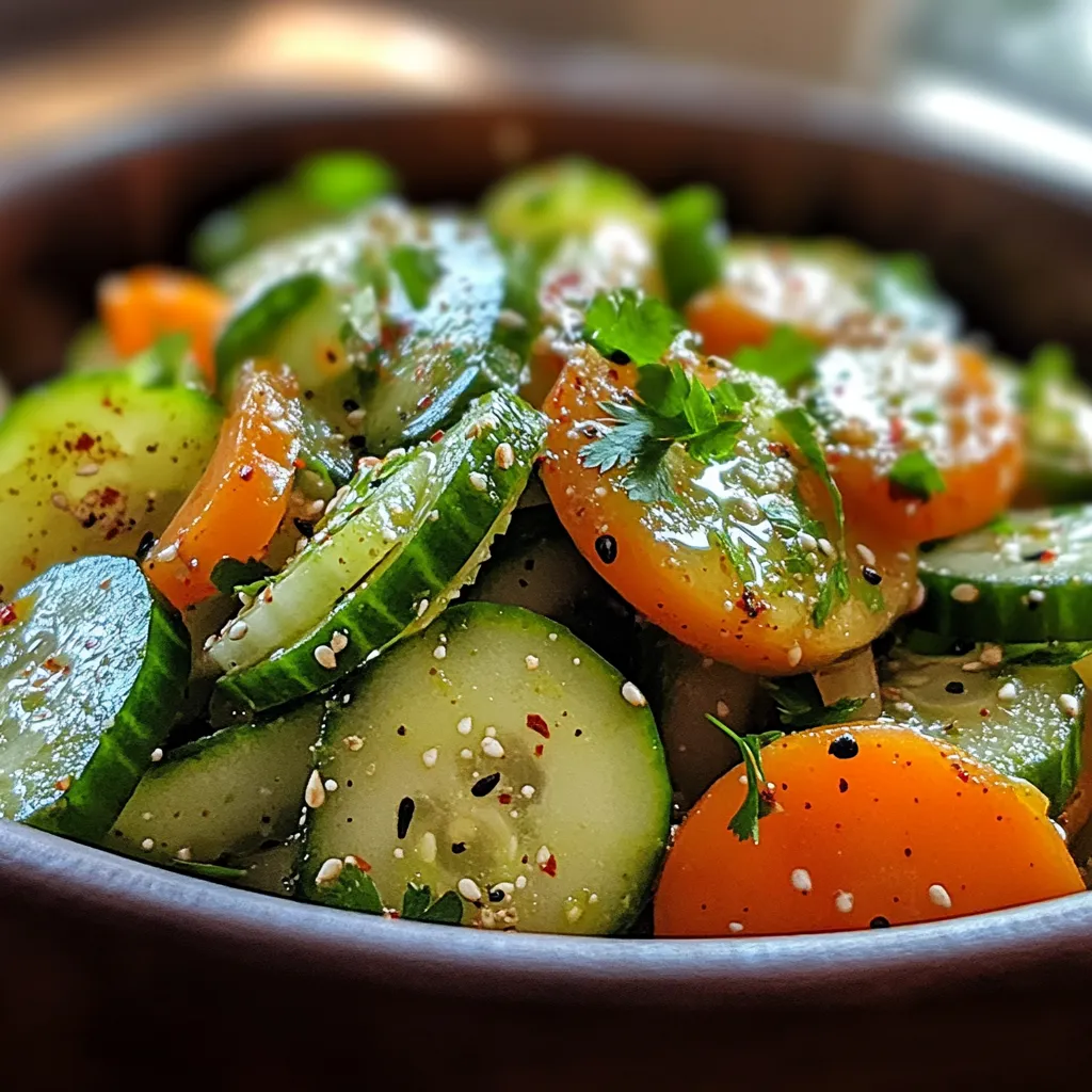 A bowl of vegetables including cucumbers, carrots, and tomatoes.