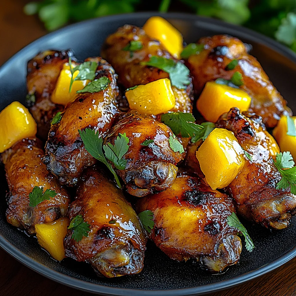 A plate of chicken wings with peppers and herbs.