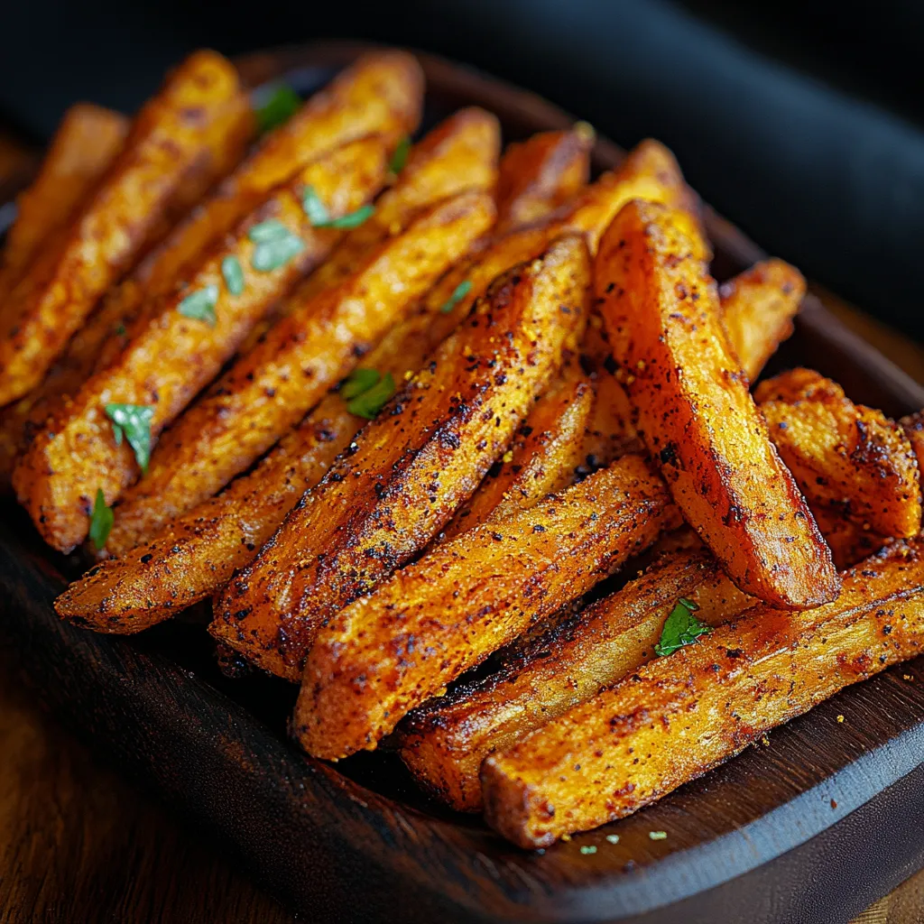 A wooden tray with sliced potatoes.