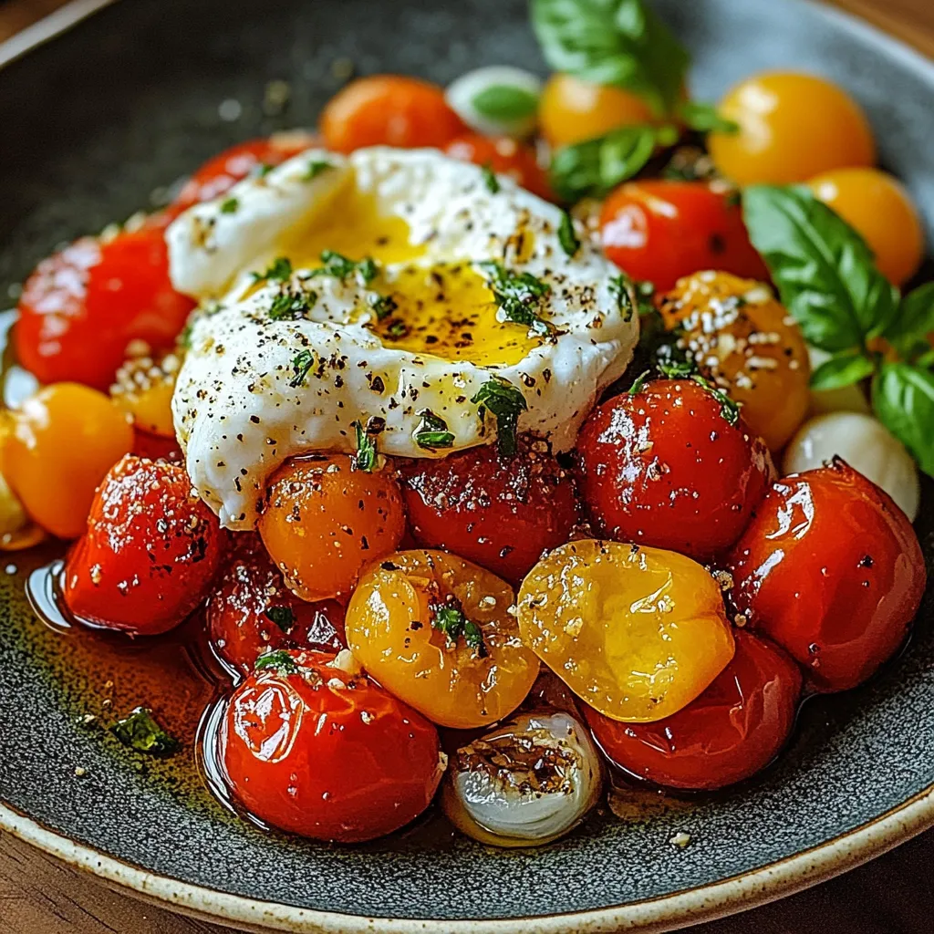 A plate of food with tomatoes and cheese.