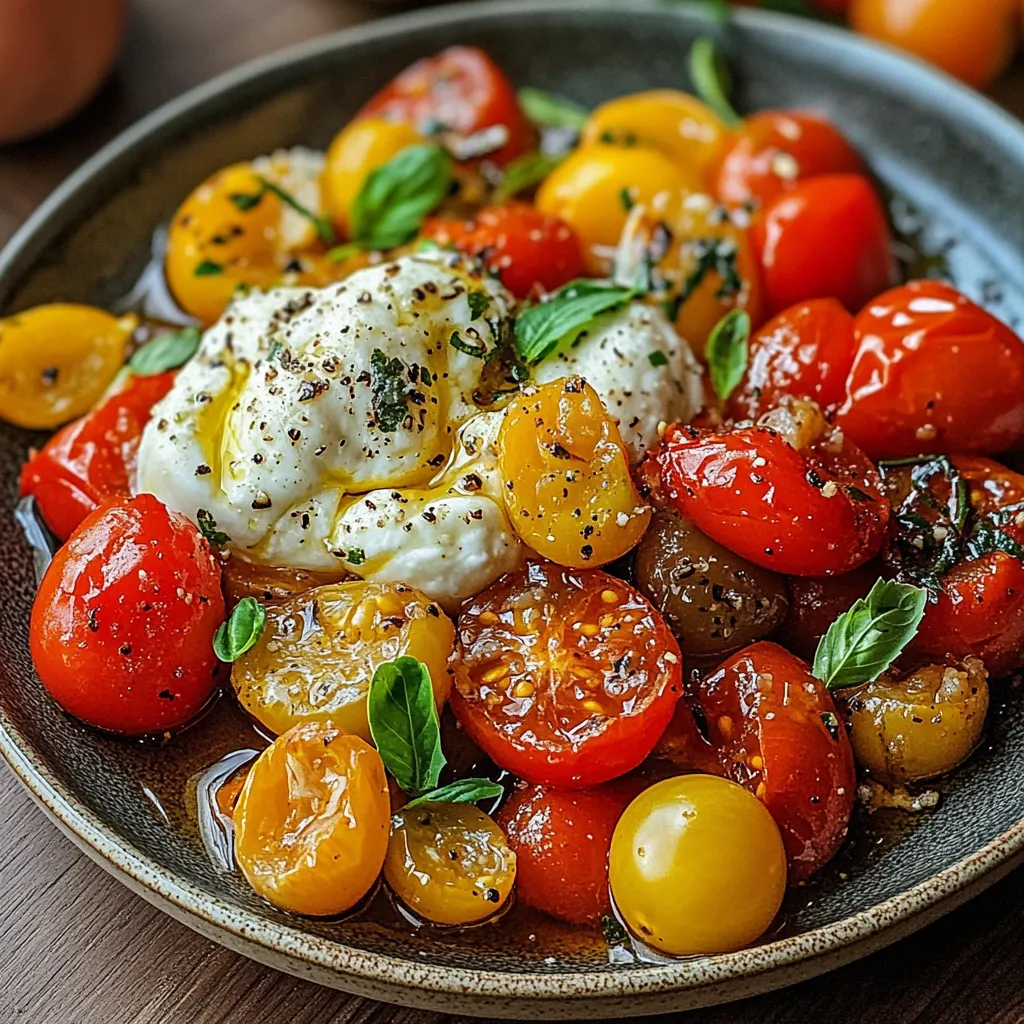 A plate of food with tomatoes and cheese.