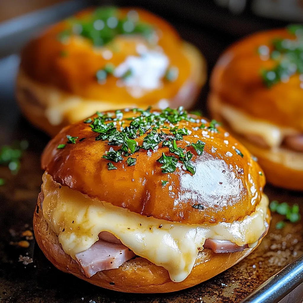 Three mini sandwiches on a tray.