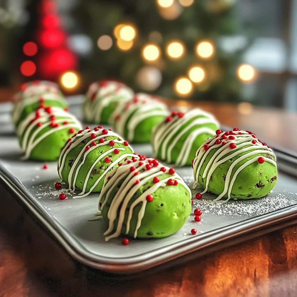 A tray of green and red frosted cookies.