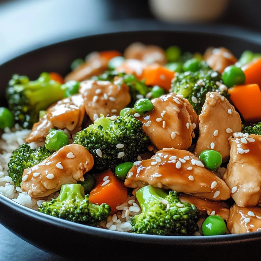 A bowl of chicken and broccoli.