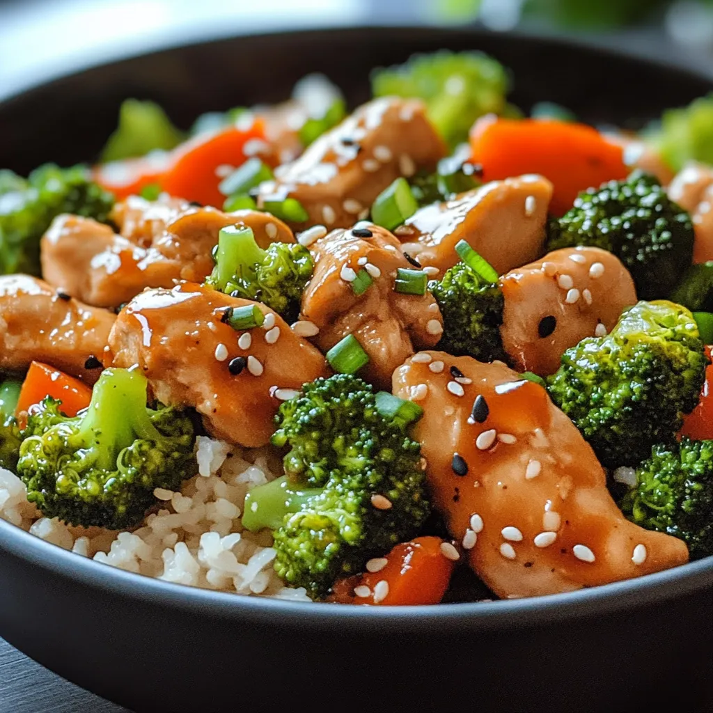 A bowl of chicken and broccoli.