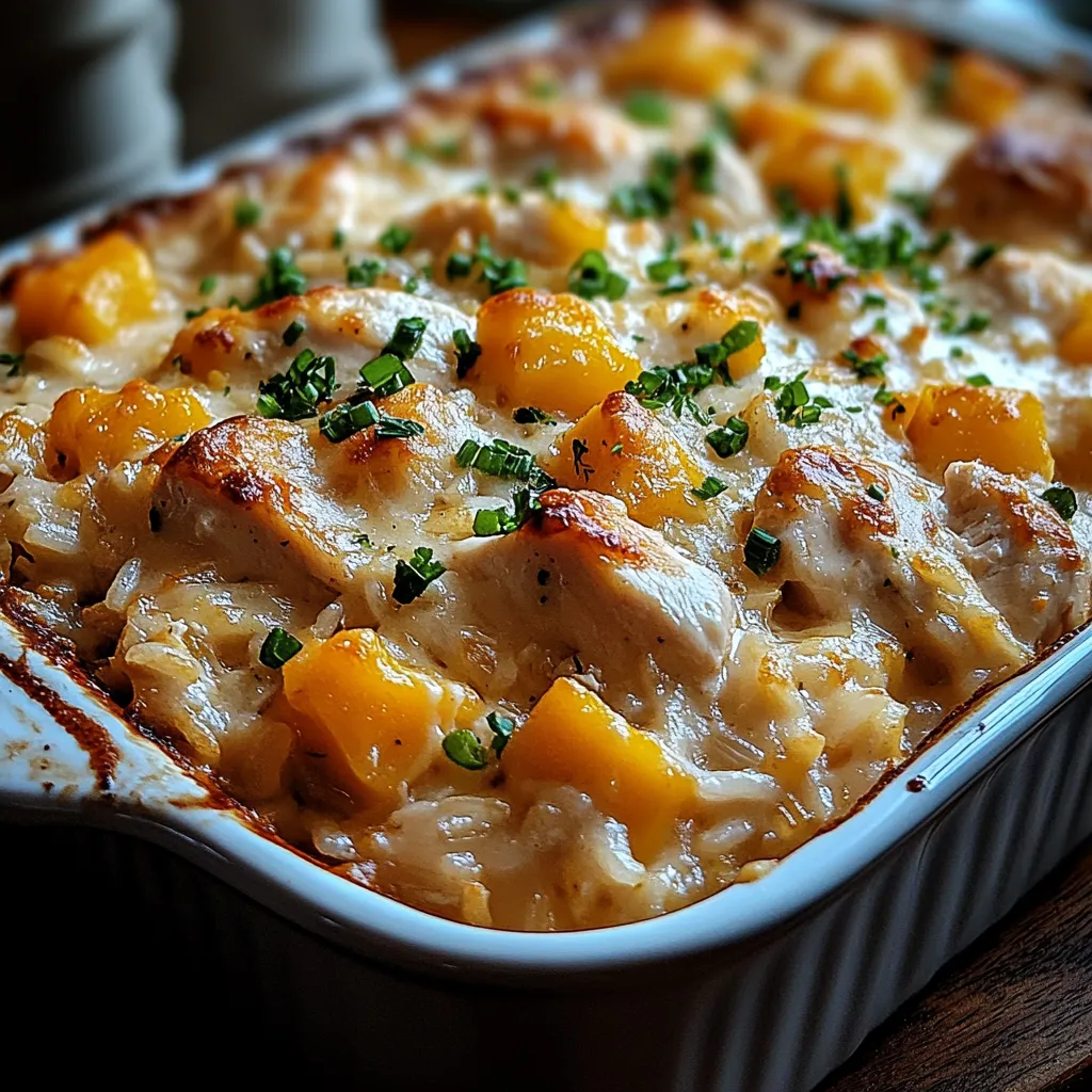 A white bowl with a casserole in it.