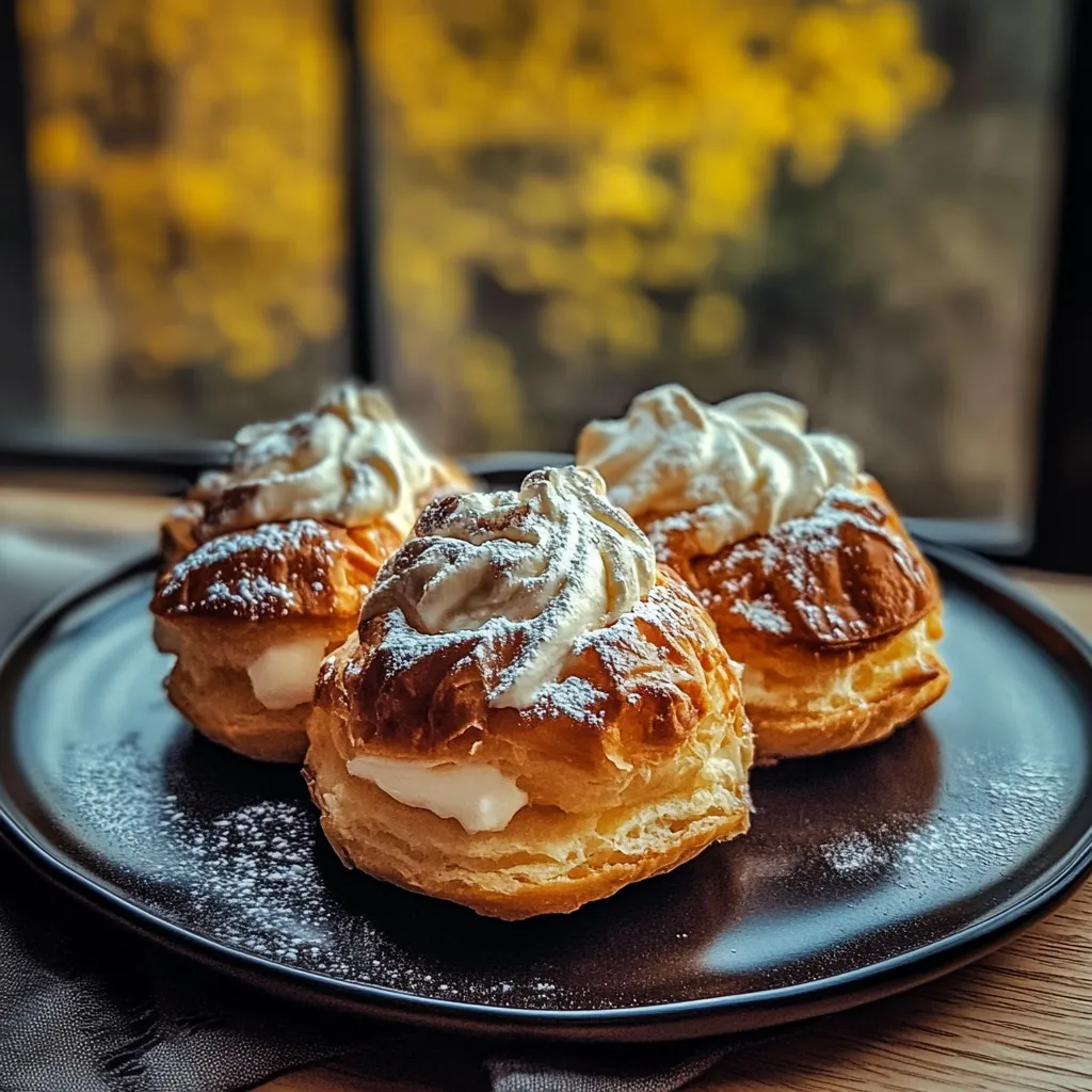 Three pastries on a plate.