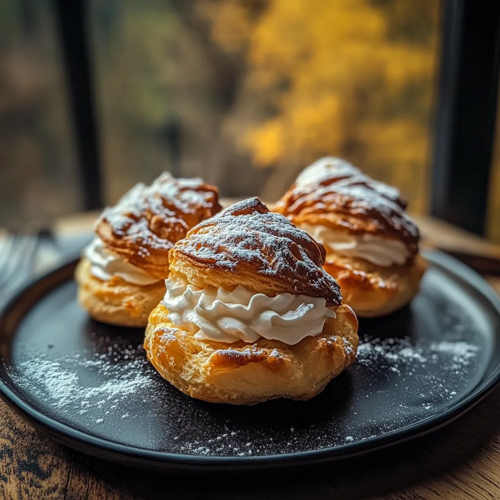 Three pastries on a plate.