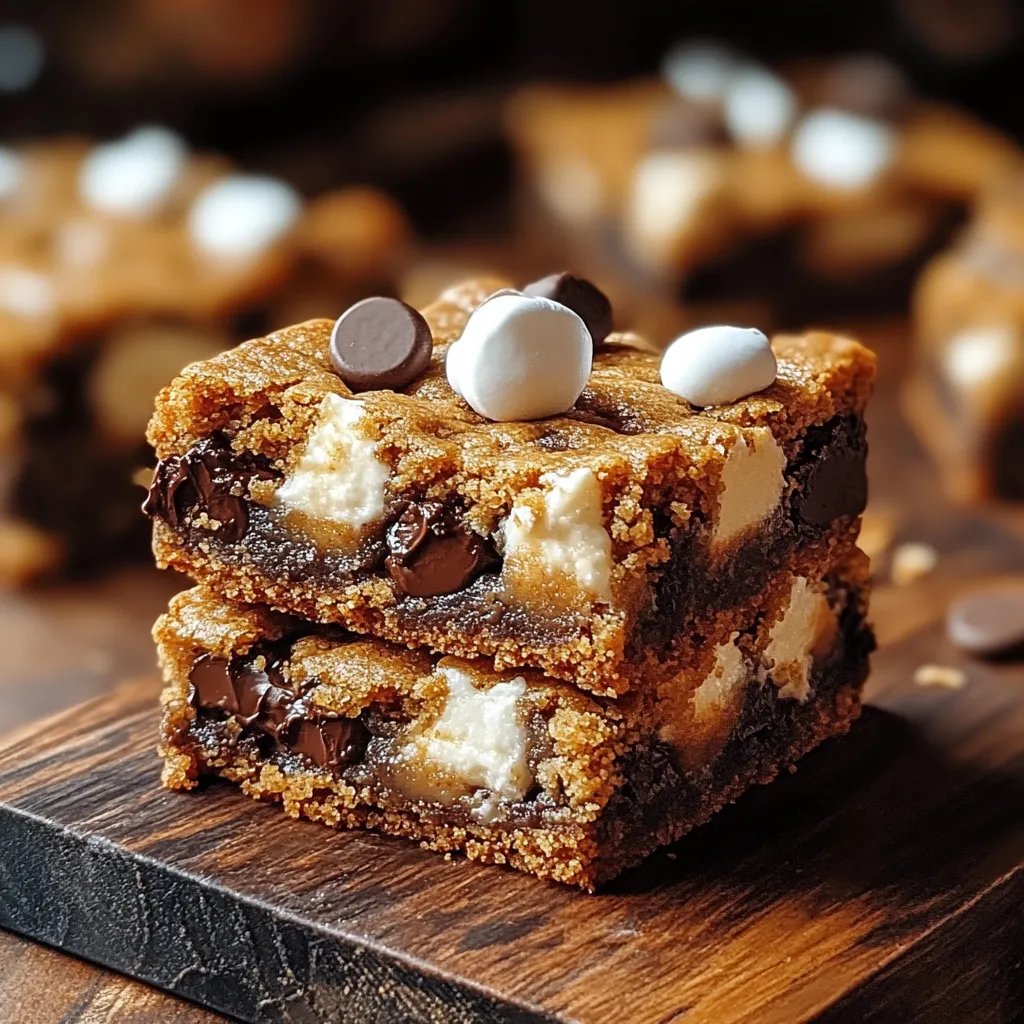 A piece of cake with chocolate chips and marshmallows on top.