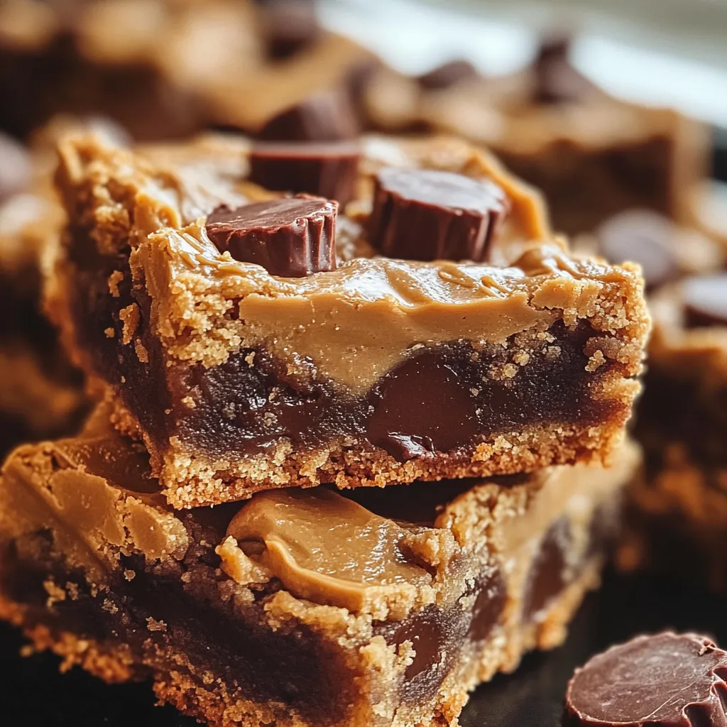 A close up of a chocolate dessert with peanut butter and chocolate chips.