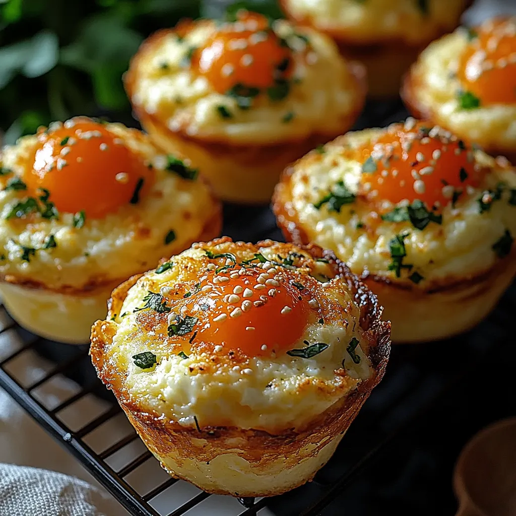 A tray of miniature quiches with orange tops.