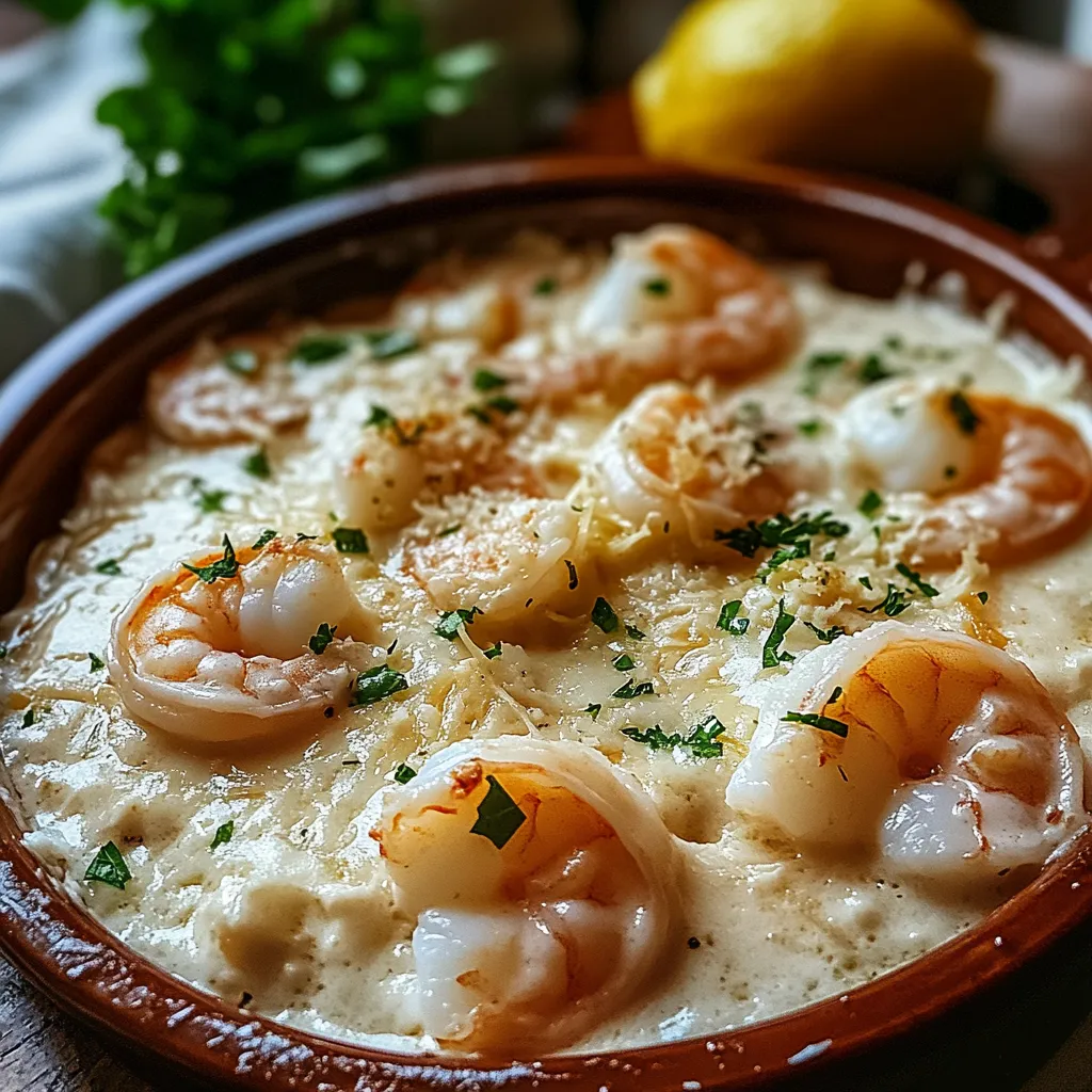 A bowl of shrimp and cheese.