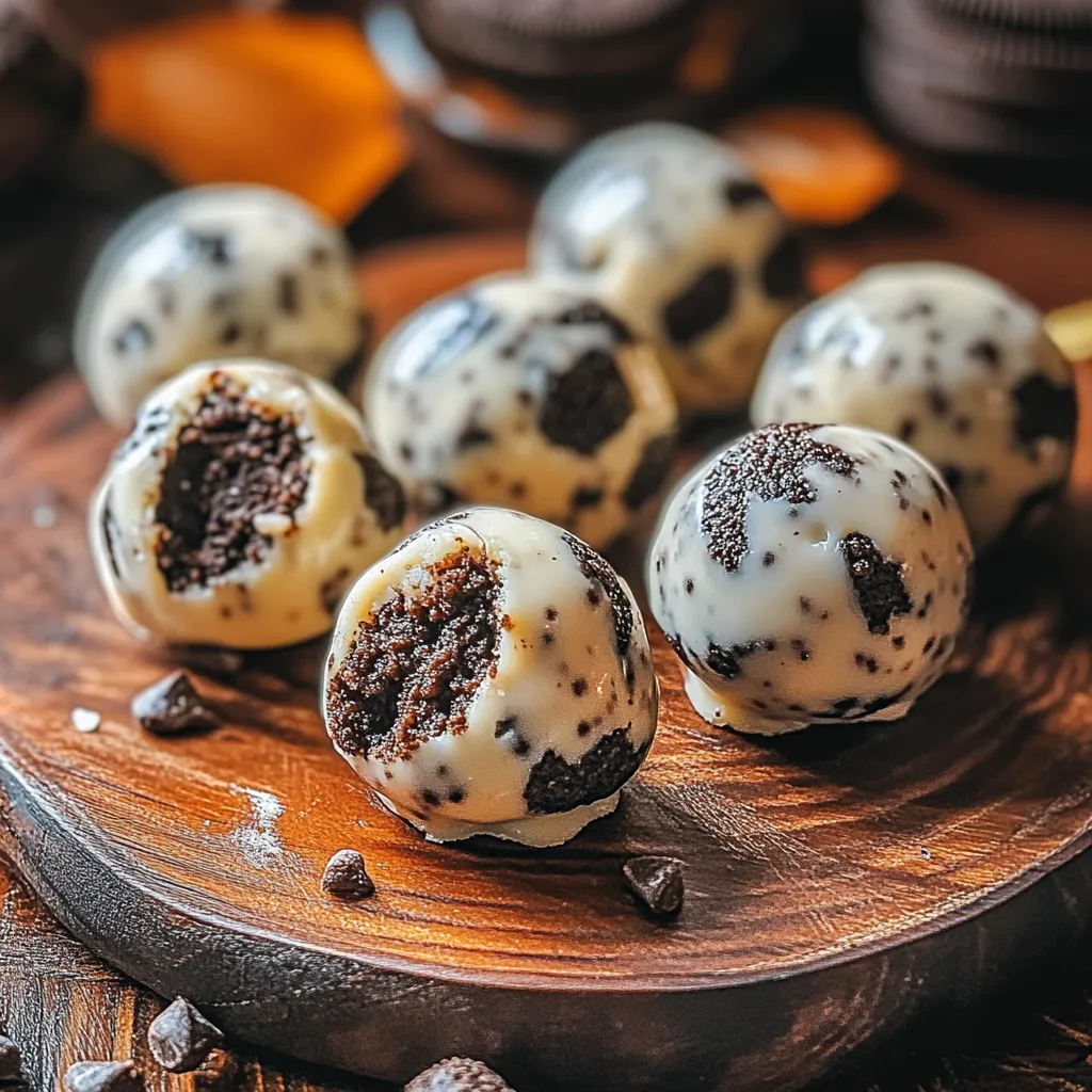 Chocolate covered marshmallows on a wooden platter.