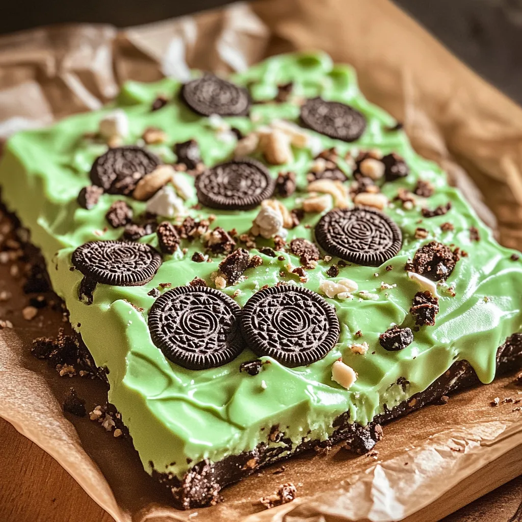 A close up of a green and white dessert.