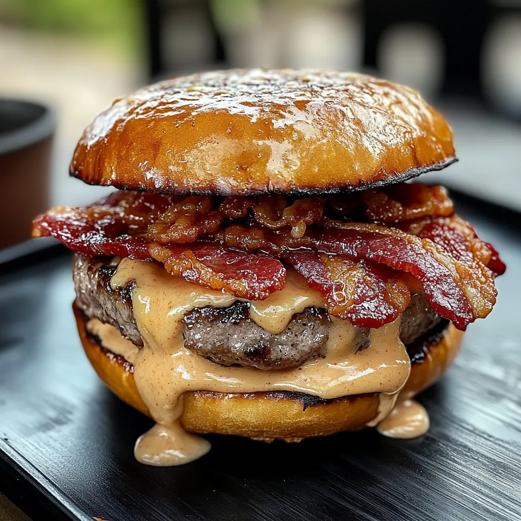 Close-up Bacon Smash Burger Recipe