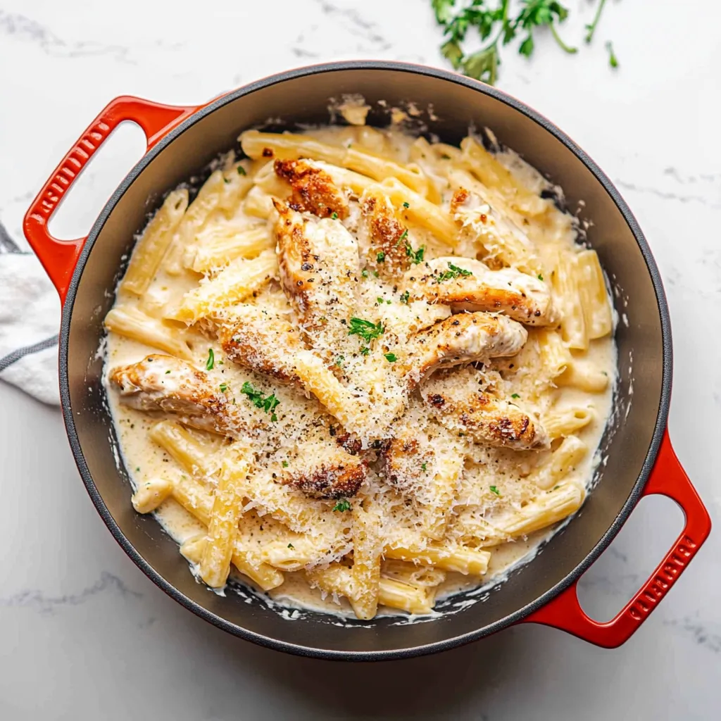 Easy One Pot Creamy Parmesan Chicken Pasta Recipe