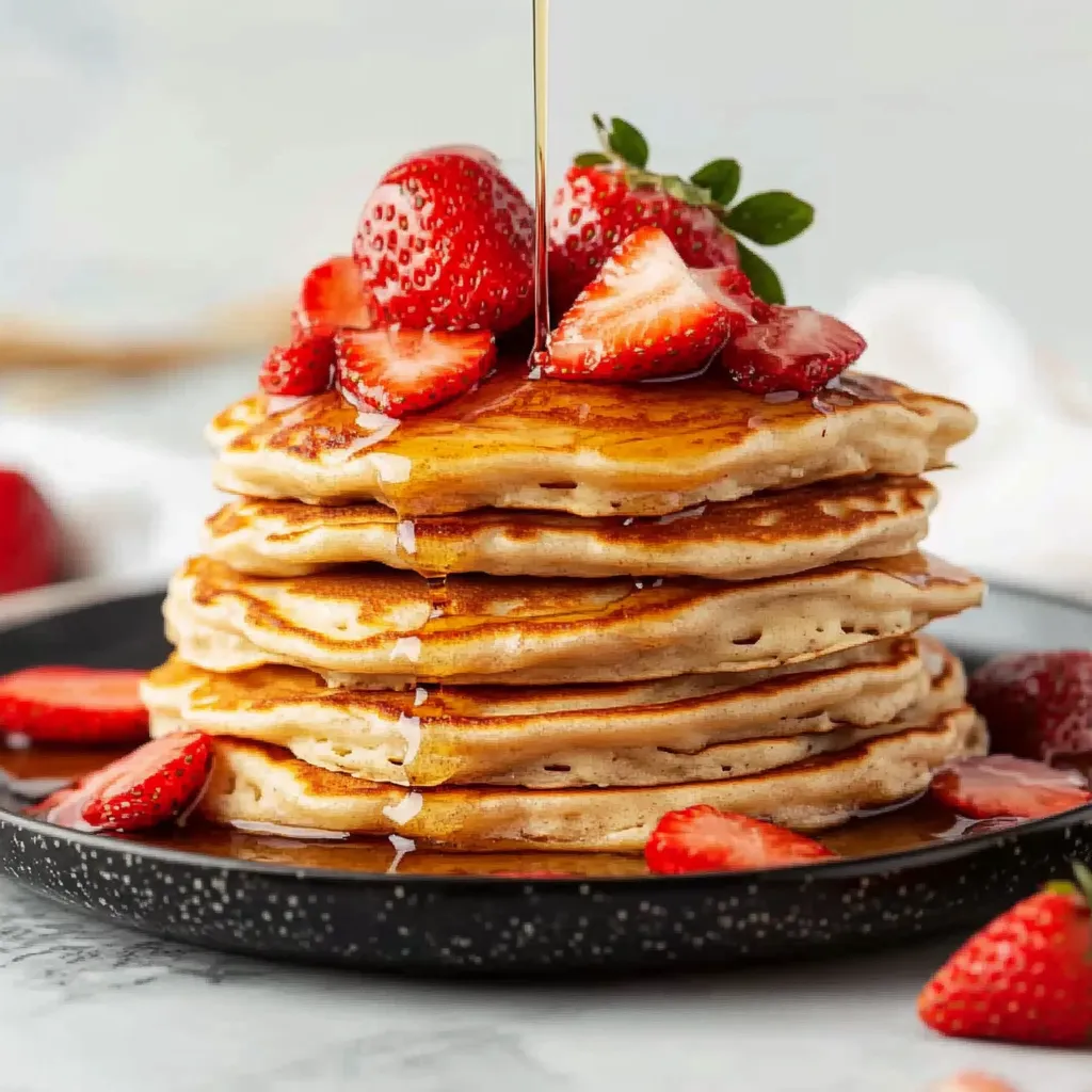 Close-up Strawberry Pancakes