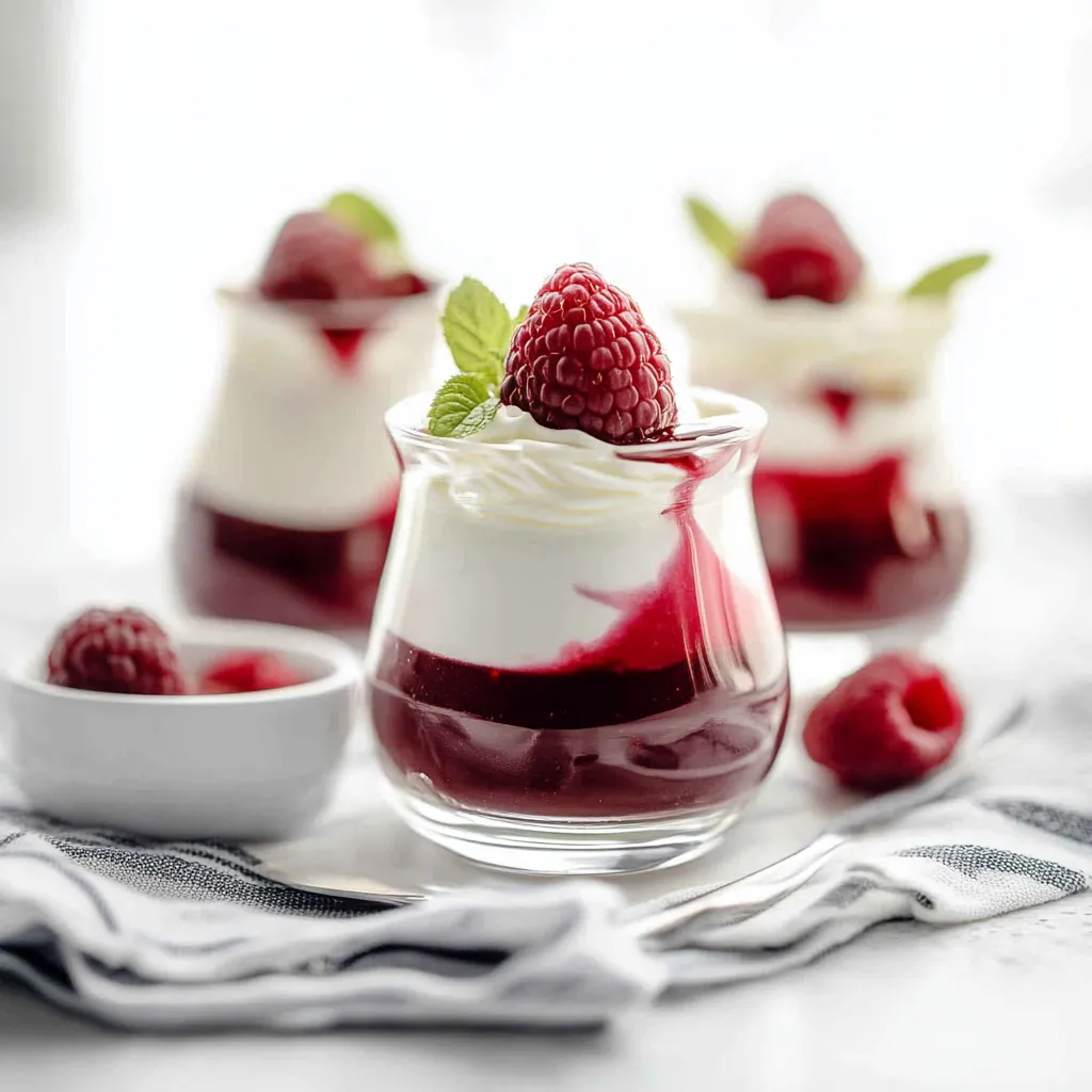 Decadent raspberry white chocolate mousse with layers of rich, creamy flavor and fruity sweetness.