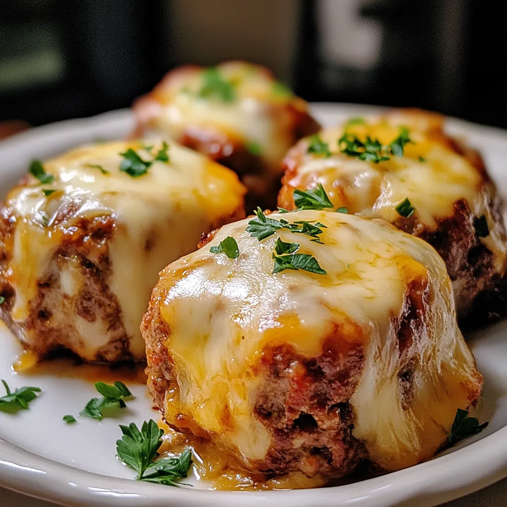 Delicious cheese-stuffed meatloaf meatballs with a tender, flavorful center in every bite.