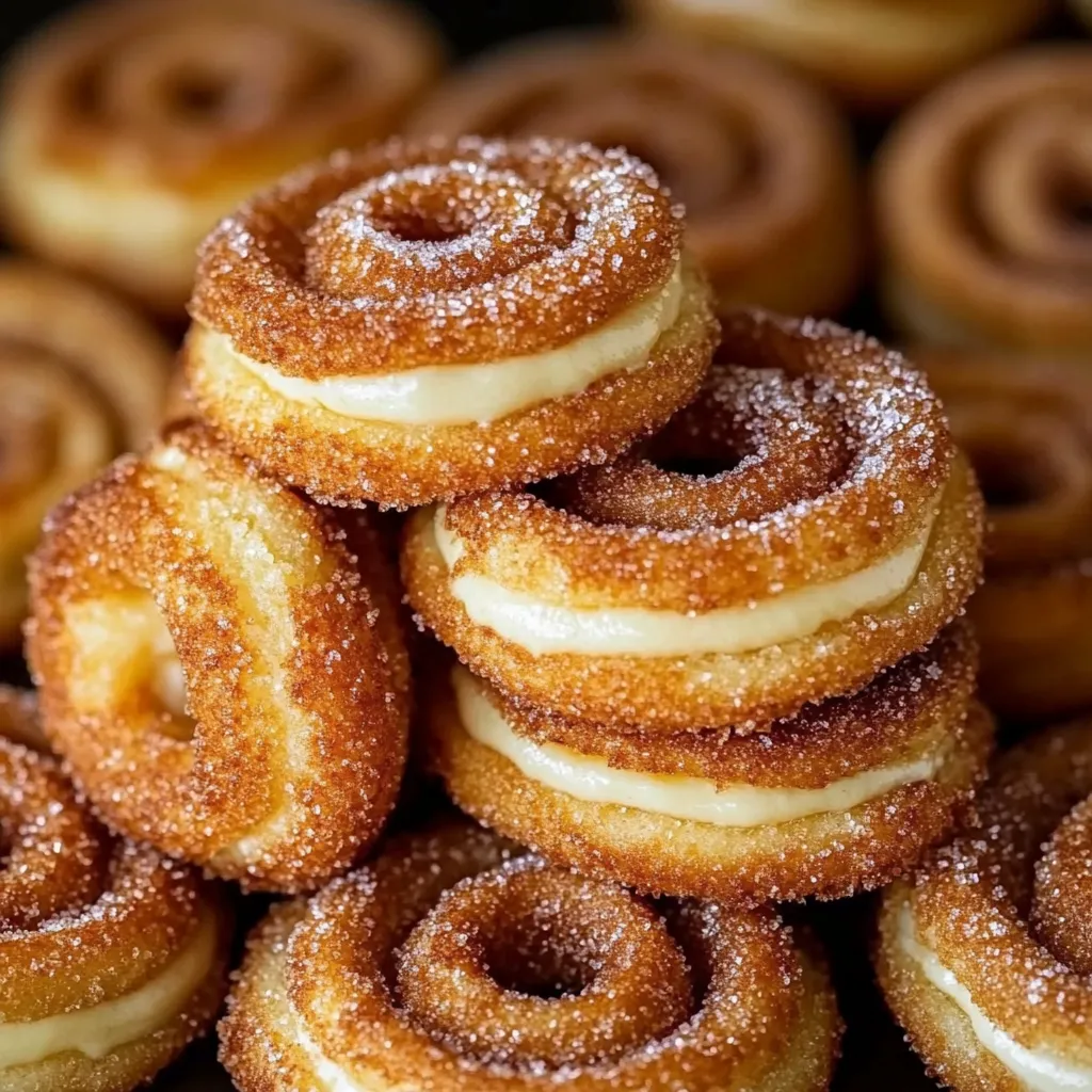 Churro cheesecake cookies with a creamy center and a sweet, spiced outer layer.