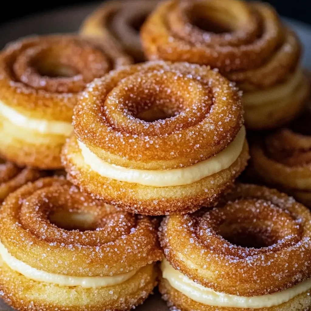 Decadent cheesecake-filled churro cookies with a crispy cinnamon sugar coating.