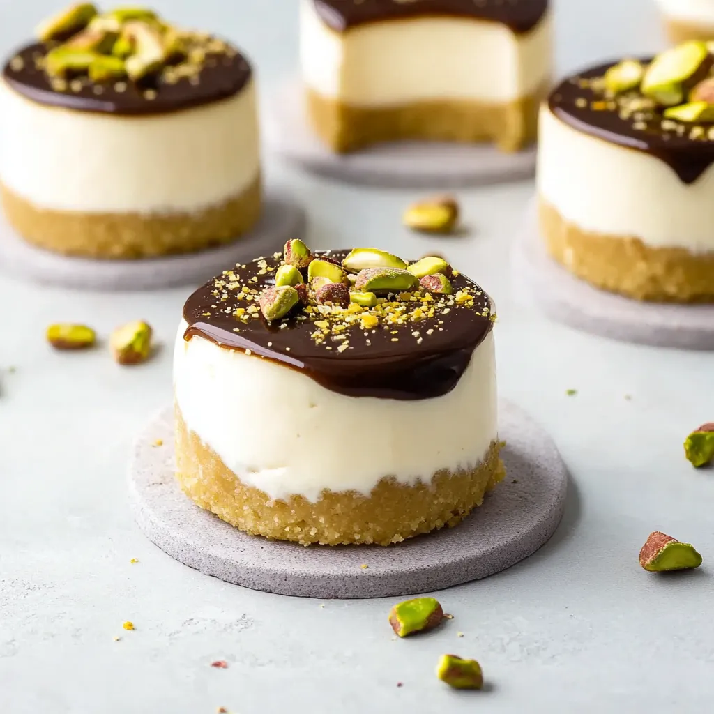 Bite-sized cheesecakes with the perfect blend of pistachio sweetness and coffee richness.