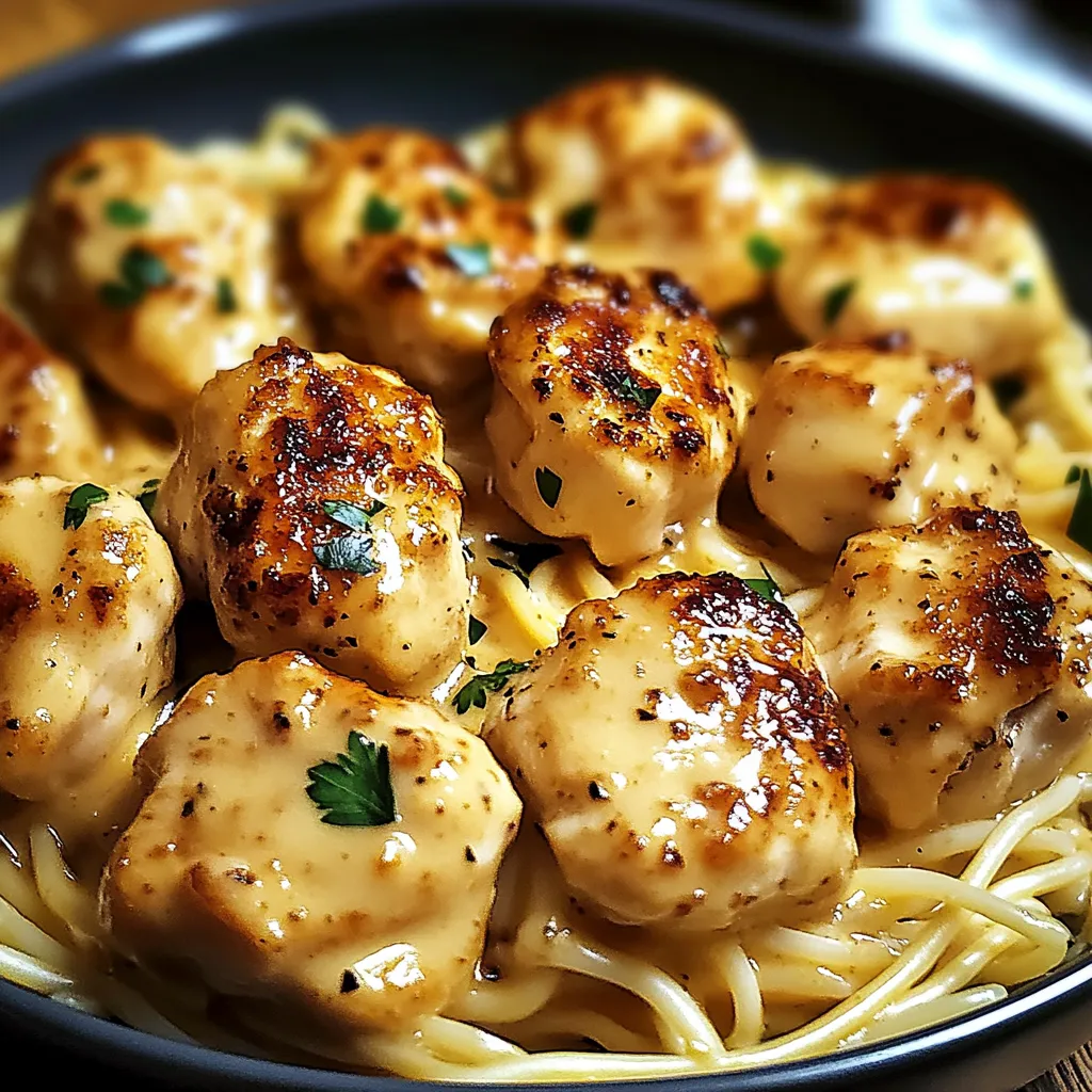 Tender chicken cooked in a flavorful garlic butter sauce for a simple yet indulgent dish.